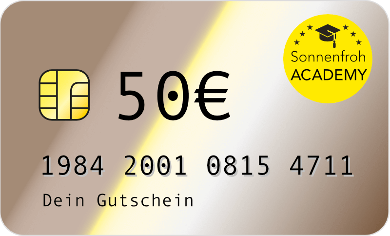 Persönlicher Gutschein 50 Euro – Sonnenfroh Werbeagentur