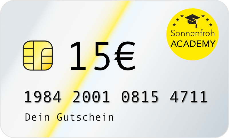 Persönlicher Gutschein 15 Euro – Sonnenfroh Werbeagentur